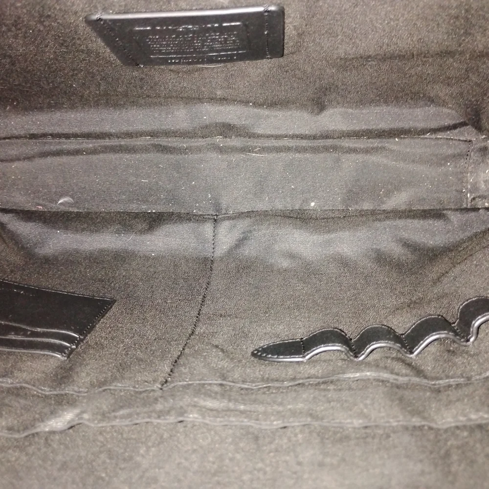 Coach Ethan Slim Pebbled Black Leather Briefcase with Shoulder Strap - Picture 9 of 16